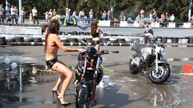 sexy photo: sexy biker dance bikewash.gif
