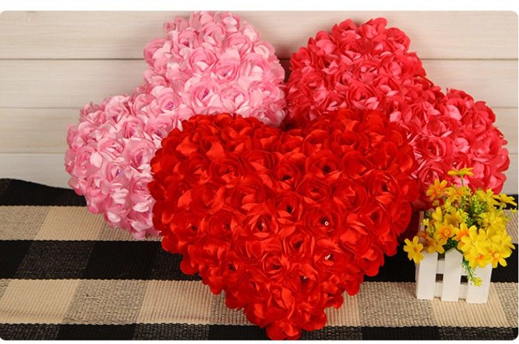 BE red pink rose 3 pcs 99 rose heart 40 * 35CM hold Decorative Bed Pillow BE red pink rose 3 pcs 99 rose heart 40 * 35CM hold Decorative Bed Pillow