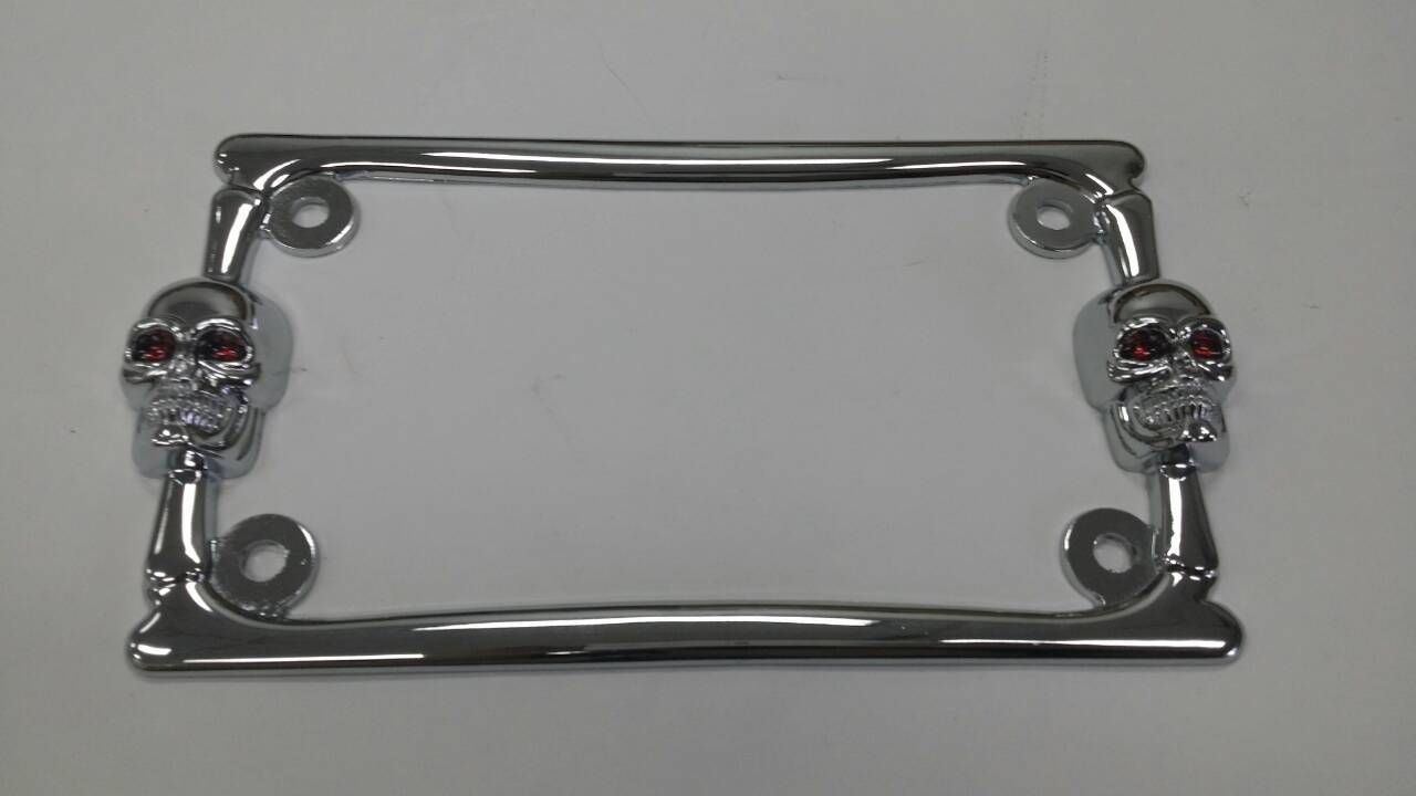 3D Custom Chrome Metal Aluminum Skull Grim MOTORCYCLE License Plate