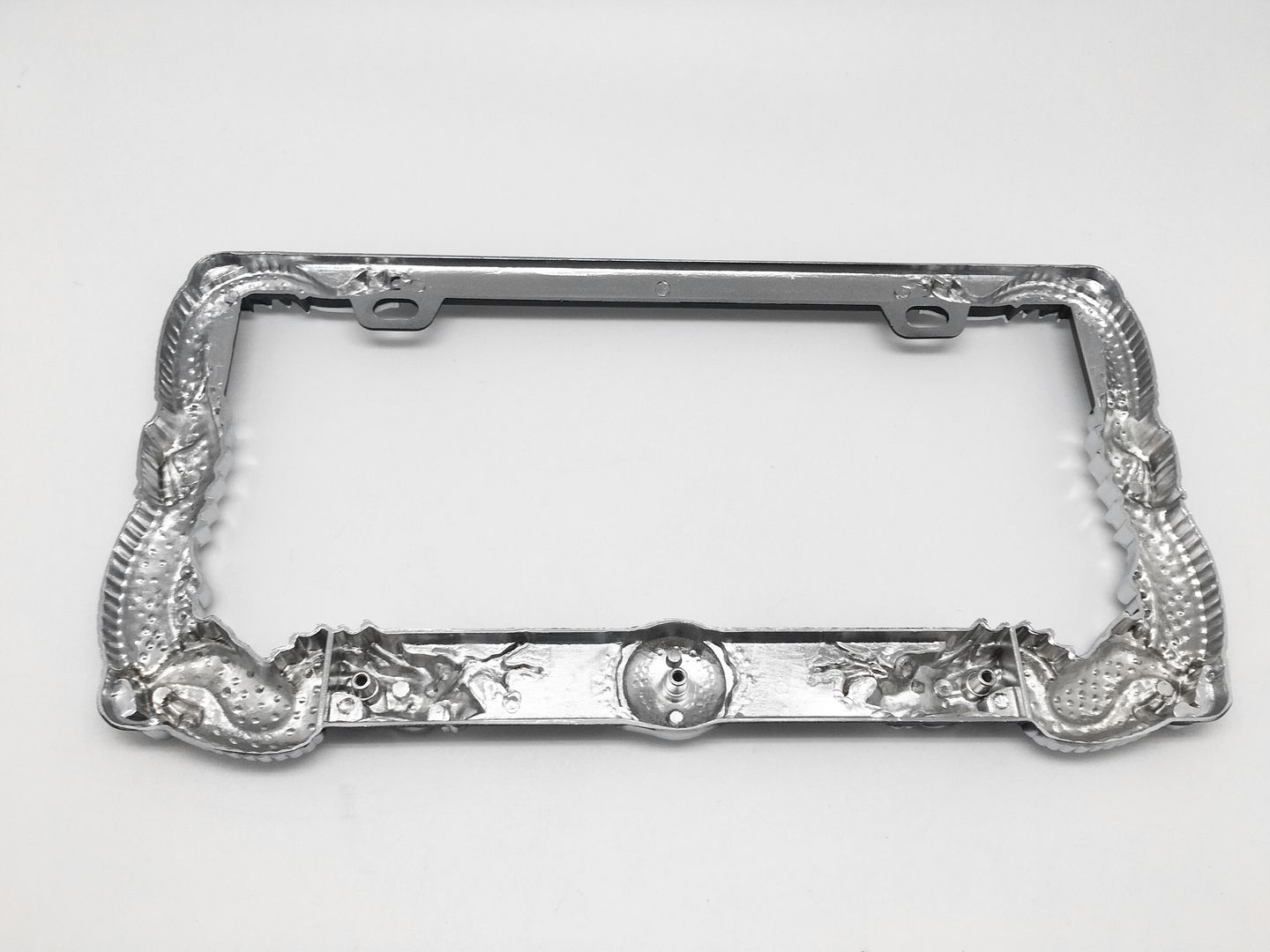 (1) 3D Custom Chrome Metal Aluminum Dragon License Plate Frame US Type