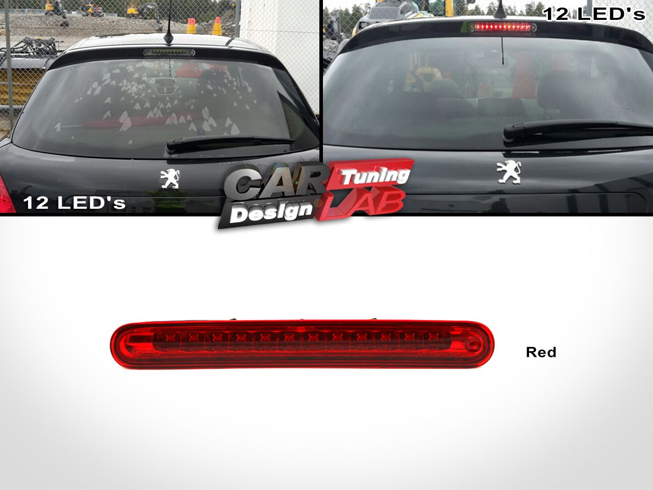 PEUGEOT 207 SMOKE/CLEAR/BLACK/RED 3rd THIRD BRAKE STOP LAMP LIGHT LED