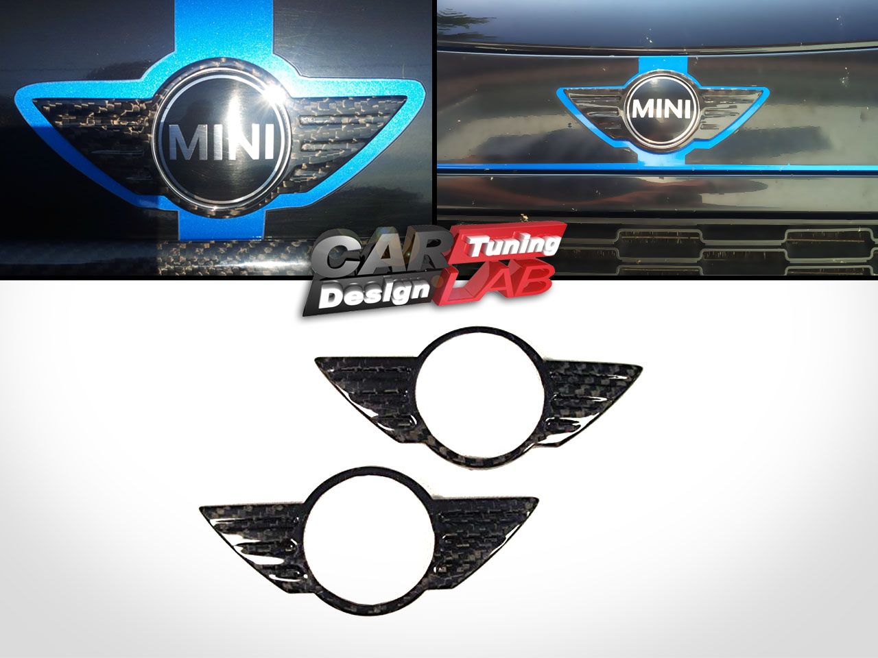 CARBON Hood+Trunk Emblem Badge Overlay Cover for MINI COOPER R55 R56