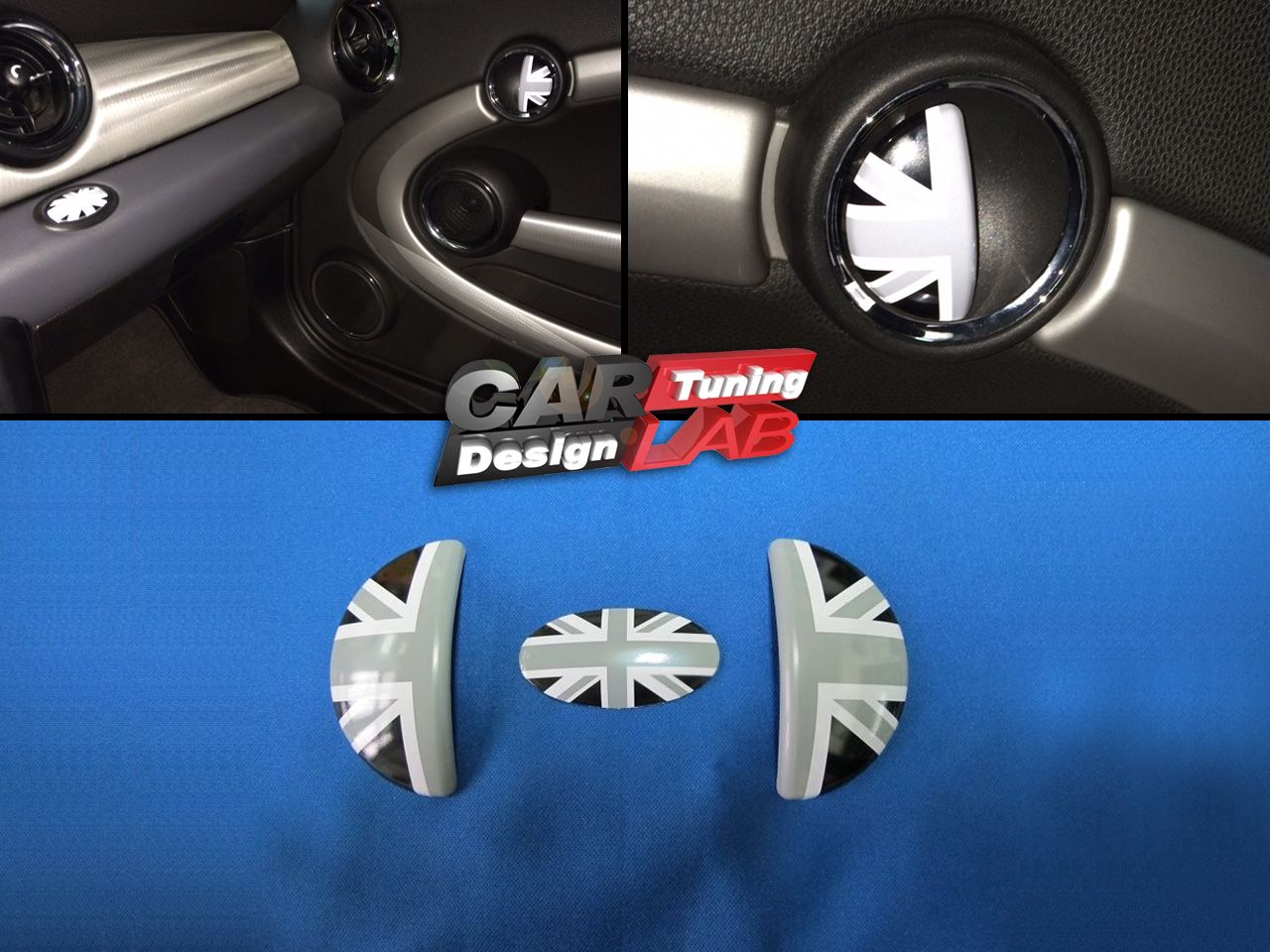 UK Black/Grey Interior Door Handle+Glove Box Covers for Mini Cooper R55