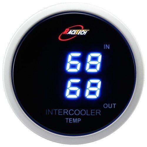 52mm Dual Air Intake Intercooler Temperature Gauge Meter Blue Digital