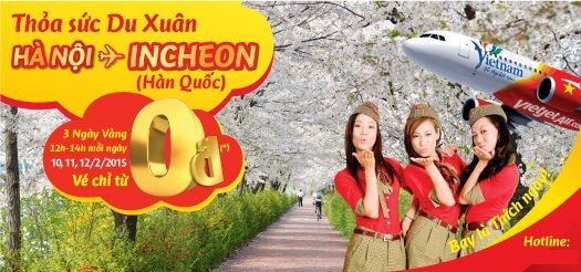 Vé máy bay đi Seoul giá rẻ 0 đồng