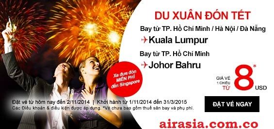 Du xuân đón TẾT cùng vé máy bay giá rẻ Air Asia