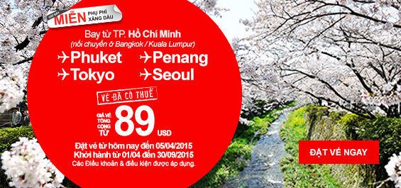 Vé máy bay đi Phuket, Penang, Tokyo, Seoul chỉ với 89 USD