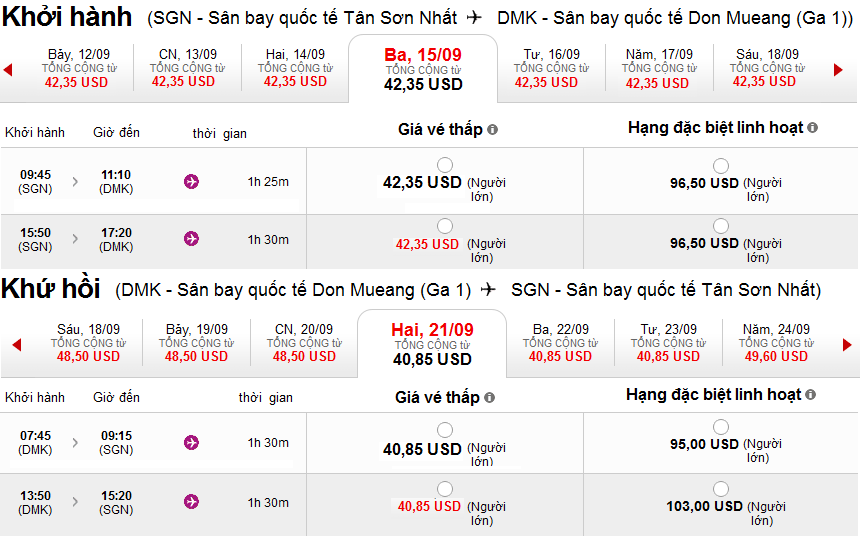 Vé máy bay đi Thái Lan giảm 30% giá vé