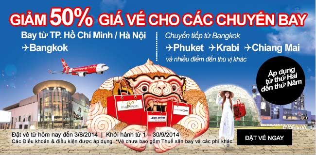 Air Asia giảm 50% giá vé các chặng bay