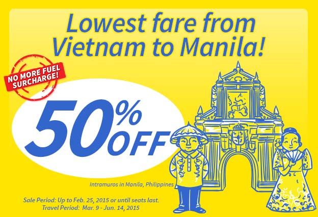 Cebu pacific giảm 50% giá ve máy bay đi Manila, philippines