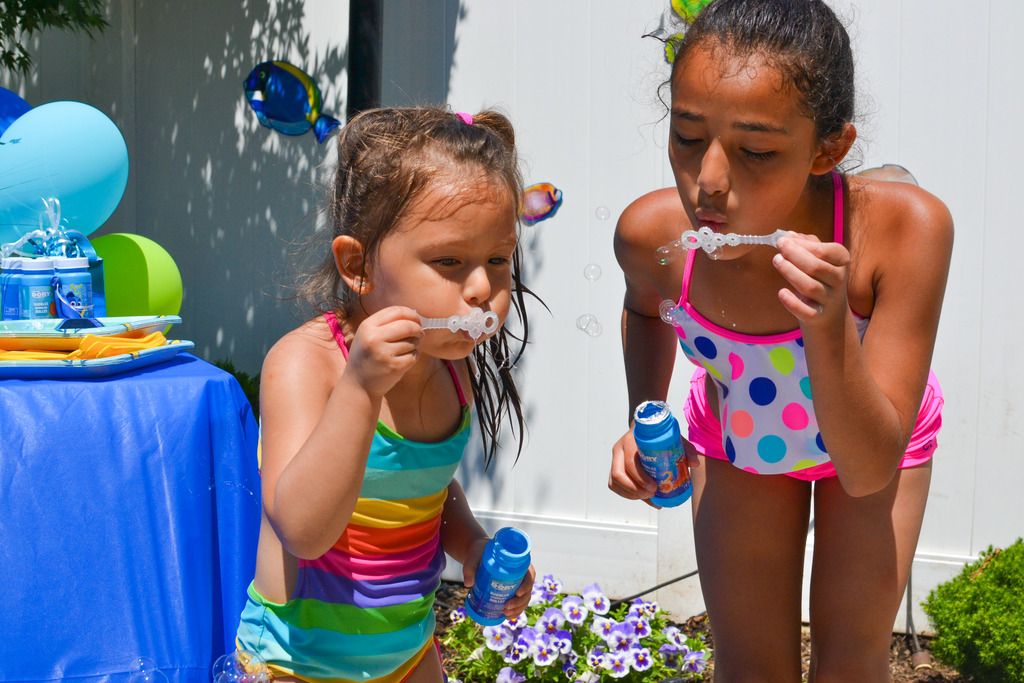 blowing bubbles