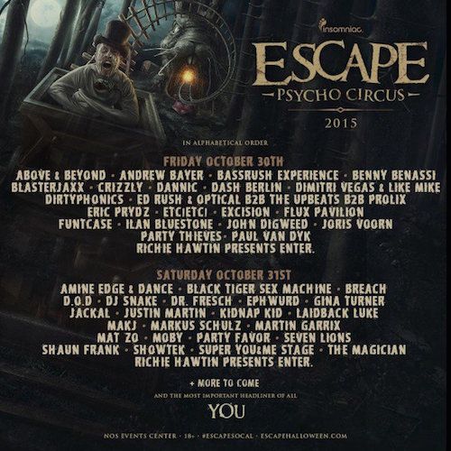 Insomniac Announces Strikingly Good Lineup for Escape Psycho Circus