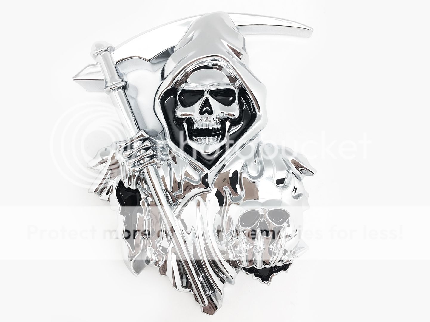 Chrome Car Decals Skull as a Emblem 3D Grim Reaper Decal for any Flat Surface